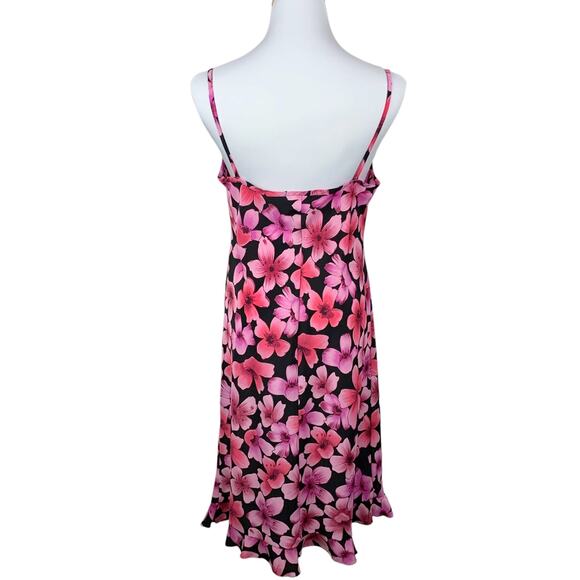Vintage jr-s.com Dress Pink Black Floral 90s Y2K Women's 9 10 - Picture 3 of 12